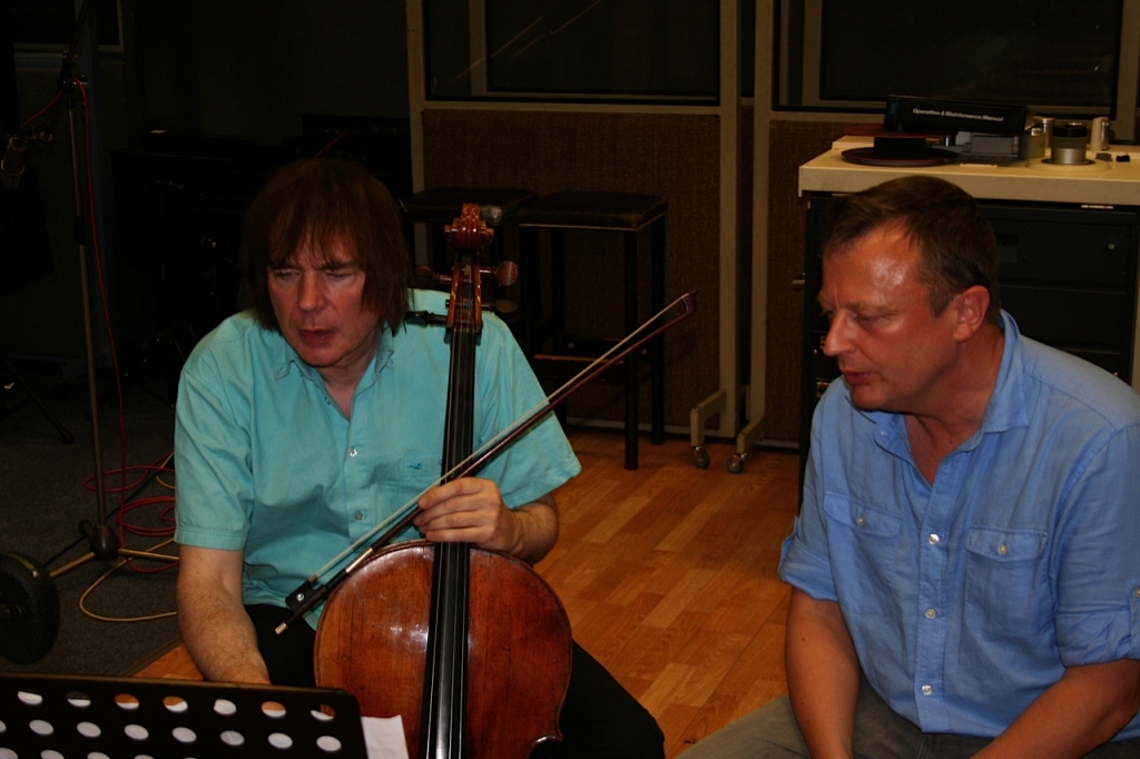 Julian Lloyd Webber (cellist) and Patrick recording Gloriette